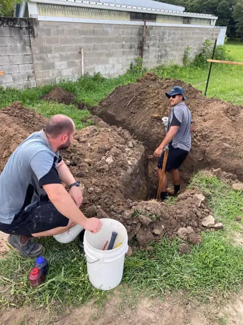 Digging a trench by hand